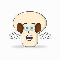 mushrooms mascot character with shocked expression. vector illustration