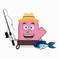 The gloves mascot character is fishing. vector illustration