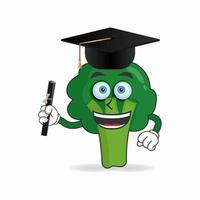 The Broccoli mascot character becomes a scholar. vector illustration