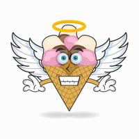 Ice Cream mascot character dressed like an angel. vector illustration