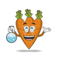 The Carrot mascot character becomes a scientist. vector illustration