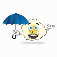 Egg mascot character holding an umbrella. vector illustration