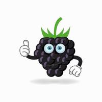 Grape mascot character with thumbs up bring. vector illustration