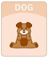 Alphabet flashcard with Cute dog cartoon character. vector