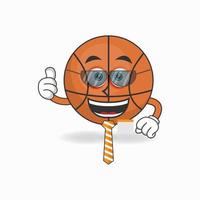 el personaje de la mascota del baloncesto se convierte en un hombre de negocios. ilustración vectorial vector