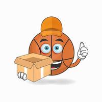 The Basketball mascot character is a delivery person. vector illustration