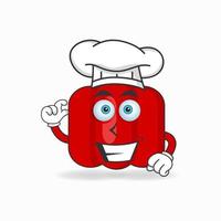 The Red paprika mascot character becomes a chef. vector illustration