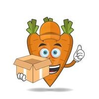The Carrot mascot character is a delivery person. vector illustration