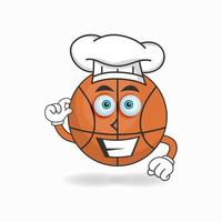 el personaje de la mascota del baloncesto se convierte en chef. ilustración vectorial vector