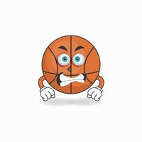 personaje de mascota de baloncesto con expresión enojada. ilustración vectorial vector
