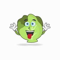 Cabbage mascot character with laughing expression and sticking tongue. vector illustration