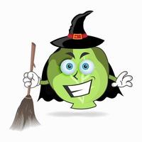 The Cabbage mascot character becomes a magician. vector illustration