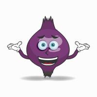 Purple onion mascot character with a confused expression. vector illustration