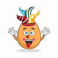 The Egg mascot character becomes a clown. vector illustration