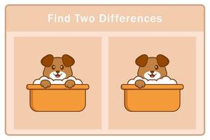 Cute dog cartoon character. Find differences. Educational game for children. Cartoon vector illustration