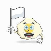 Egg mascot character holding a white flag. vector illustration