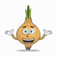 Onion mascot character with a confused expression. vector illustration