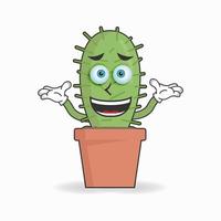 Personaje de mascota de cactus con una expresión confusa. ilustración vectorial vector