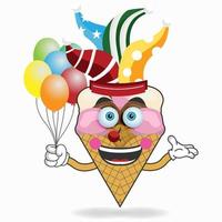 The Ice Cream mascot character becomes a clown. vector illustration