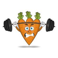 Carrot mascot character with fitness equipment. vector illustration