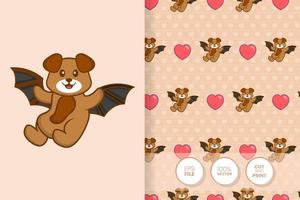 Cute dog cartoon character. seamless pattern background. vector