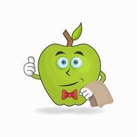 el personaje de la mascota de la manzana se convierte en camarero. ilustración vectorial vector