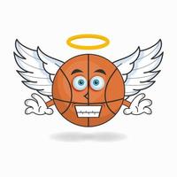 Basketball mascot character dressed like an angel. vector illustration