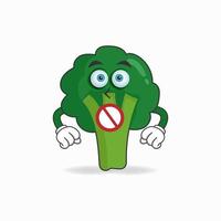 The Broccoli mascot character with a speechless expression. vector illustration