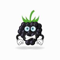personaje de mascota de uva con expresión enojada. ilustración vectorial vector
