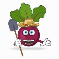 The Onion Purple mascot character becomes a farmer. vector illustration