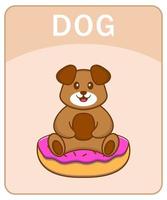 Alphabet flashcard with Cute dog cartoon character. vector