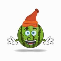 The Watermelon mascot character wearing a hat. vector illustration