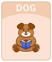 Alphabet flashcard with Cute dog cartoon character. vector