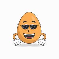 Egg mascot character with sunglasses. vector illustration