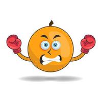 Orange mascot character with boxing gear. vector illustration