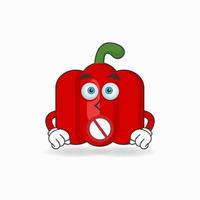 The Red paprika mascot character with a speechless expression. vector illustration