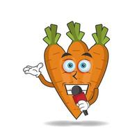 The Carrot mascot character becomes a host. vector illustration