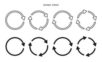 conjunto de iconos de vector de flecha de círculo. icono de reciclaje. flechas vectoriales circulares. actualizar y recargar el icono de flecha. repetir el símbolo del ciclo. infografía aislado sobre fondo blanco