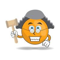 el personaje mascota naranja se convierte en juez. ilustración vectorial vector
