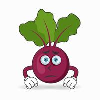 Onion Purple mascot character with sad expression. vector illustration