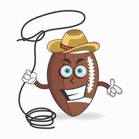 The American Football mascot character becomes a cowboy. vector illustration