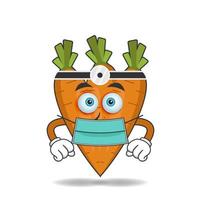 The Carrot mascot character becomes a doctor. vector illustration