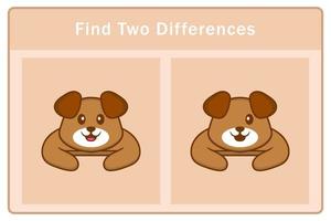 Cute dog cartoon character. Find differences. Educational game for children. Cartoon vector illustration