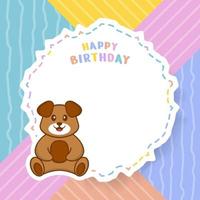 Happy Birthday greeting card with Cute dog cartoon character. Vector Illustration