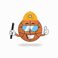 The Basketball mascot character becomes a mining officer. vector illustration