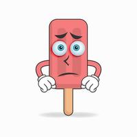 Red Ice Cream mascot character with sad expression. vector illustration