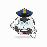 el personaje de la mascota del balón de fútbol se convierte en policía. ilustración vectorial vector