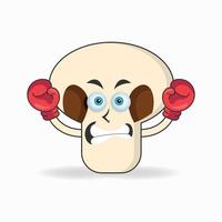 mushrooms mascot character with boxing gear. vector illustration