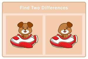 Cute dog cartoon character. Find differences. Educational game for children. Cartoon vector illustration