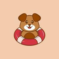 Cute dog cartoon character vector illustration.